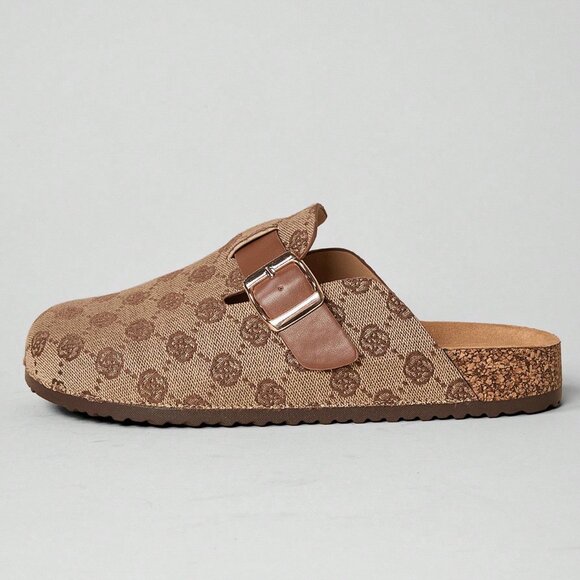 Multicolor Elegant Women's Adjustable Strap Monogram Buckle Clogs Mules - Picture 6 of 7